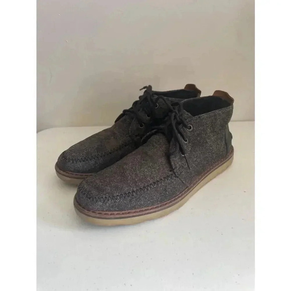 Men's TOMS Black Wool Chukka Boots Size 10 - Picture 1 of 7